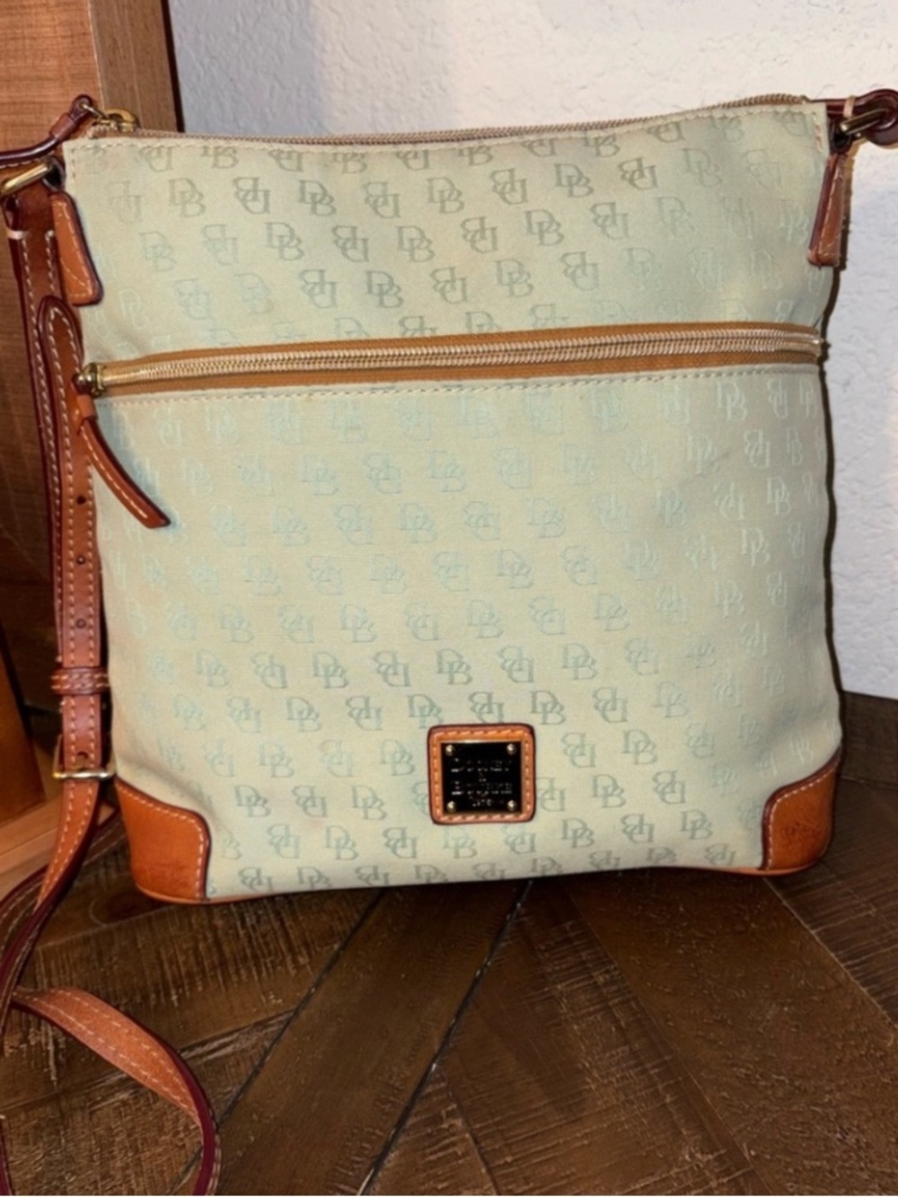 Dooney & Bourke Signature DB Monogram Canvas Crossbody | Sage Mint Jacquard